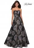 Picture of: Strapless Floral A Line Ball Gown with Pockets in Black Gold, Style: 27207, Detail Picture 3