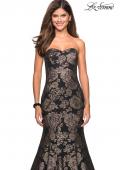 Picture of: Mermaid Style Rose Printed Strapless Prom Dress in Black Gold, Style: 27286, Detail Picture 4