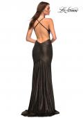 Picture of: Metallic Jersey Gown with Stunning Open Back in Black, Style: 30500, Detail Picture 7