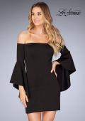 Picture of: Off the Shoulder Ruffle Sleeve Homecoming Dress in Black, Style: 25033, Main Picture