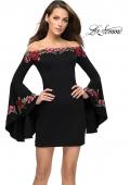 Picture of: Off the Shoulder Mini Dress with Dramatic Bell Sleeves in Black, Style: 26674, Main Picture