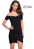 Picture of: Off the Shoulder Little Black Dress with Ruching in Black, Style: 26742, Main Picture