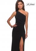 Picture of: One Shoulder Dress with Ruching and Leg Slit in Black, Style: 28135, Main Picture