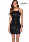 Picture of: Fringe Sequin Short Dress with Open Back in Black, Style: 29257, Main Picture
