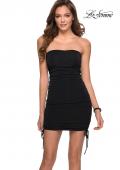 Picture of: Strapless Short Dress with Ruching and Adjustable Ties in Black, Style: 29430, Main Picture