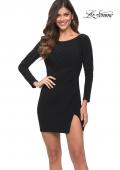 Picture of: Long Sleeve Jersey Dress with Open Back in Black, Main Picture