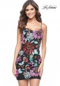 Picture of: Multi Color Print Sequin Fitted Short Dress in Black, Style: 31875, Main Picture