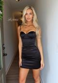 Picture of: Satin Lace-Up Mini Dress in Black, Style: 33260, Main Picture