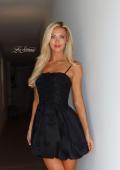 Picture of: Floral Applique Bubble Mini Dress in Black, Style 34140, Main Picture