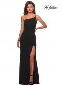 Picture of: One Shoulder Long Jersey Homecoming Dress in Black, Style: 28176, Detail Picture 8