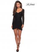 Picture of: Long Sleeve Lace Short Dress with Sheer Back Detail in Black, Style: 28232, Detail Picture 8