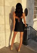 Picture of: Strapless Sparkle Lace-Up Mini Dress in Black, Style 33931, Detail Picture 8