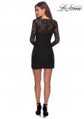 Picture of: Long Sleeve Lace Short Dress with Sheer Back Detail in Black, Style: 28232, Detail Picture 9