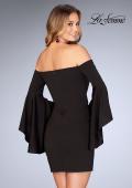 Picture of: Off the Shoulder Ruffle Sleeve Homecoming Dress in Black, Style: 25033, Back Picture