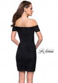 Picture of: Off the Shoulder Little Black Dress with Ruching in Black, Style: 26742, Back Picture