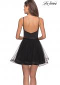 Picture of: Short Tulle Homecoming Dress with Scoop Neck in Black, Style: 28156, Back Picture