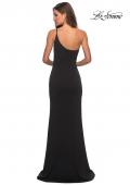 Picture of: One Shoulder Long Jersey Homecoming Dress in Black, Style: 28176, Back Picture
