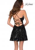 Picture of: Sequin Fit and Flare Dress with Lace Up Back in Black, Style: 29240, Back Picture