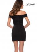 Picture of: Off the Shoulder Black Party Dress with Ruching in Black, Style: 29279, Back Picture
