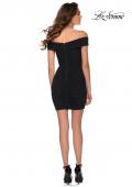Picture of: Off The Shoulder Ruched Black Homecoming Dress in Black, Style: 29345, Back Picture