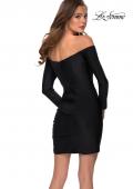 Picture of: Black Off the Shoulder Long Sleeve Homecoming Dress in Black, Style: 29387, Back Picture