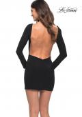 Picture of: Long Sleeve Jersey Dress with Open Back in Black, Back Picture
