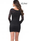 Picture of: Long Sleeve Stretch Lace Dress with Sheer Lace Back in Black, Back Picture