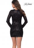 Picture of: Multi Color Long Sleeve Sequin Dress with Long Sleeves in Black, Back Picture