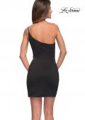 Picture of: One Shoulder Mini Dress with Slit in Black, Style 30927, Back Picture