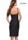 Picture of: Unique Lace Illusion Romper Dress with High Slit in Black, Style 30989, Back Picture