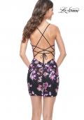 Picture of: Beautiful Print Sequin Dress with Lace Up Back in Black, Style: 31759, Back Picture