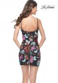 Picture of: Multi Color Print Sequin Fitted Short Dress in Black, Style: 31875, Back Picture