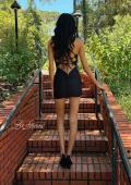 Picture of: Twist Front Sparkle Cutout Mini Dress in Black, Style: 33247, Back Picture