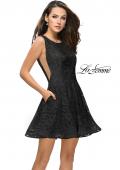 Picture of: Lace Short Dress with Rhinestones and Pockets in Black, Style: 26616