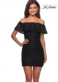 Picture of: Off The Shoulder Form Fitting Lace Party Dress in Black, Style: 28147, Detail Picture 1