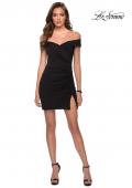 Picture of: Off the Shoulder Black Party Dress with Ruching in Black, Style: 29279, Detail Picture 1