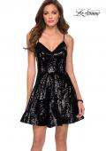 Picture of: Neon Sequin Homecoming Dress with Lace Up Back in Black, Style: 29344, Detail Picture 1