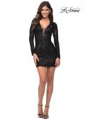 Picture of: Multi Color Long Sleeve Sequin Dress with Long Sleeves in Black, Detail Picture 1