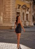 Picture of: Strapless Ruched Jersey Homecoming Dress in Black, Style 32625, Detail Picture 1