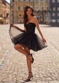 Picture of: Cute Homecoming Dress with Flared Skirt and Rhinestone Belt in Black, Style 32629, Detail Picture 1