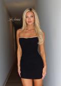 Picture of: Strapless Ruched Mini Dress with Sparkling Trim in Black, Style 33286, Detail Picture 1