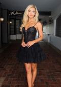 Picture of: Satin Lace-Up Mini Dress in Black, Style: 33318, Detail Picture 1