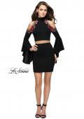 Picture of: Floral Two Piece Jersey Mini Bell Sleeve Dress in Black, Style: 26606, Detail Picture 2