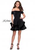Picture of: Tulle Short Off the Shoulder Dress with Velvet Trim in Black, Style: 26751, Detail Picture 2