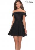 Picture of: Off the Shoulder Lace Fit and Flare Homecoming Dress in Black, Style: 28122, Detail Picture 2