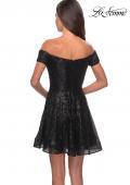 Picture of: Sequin Off The Shoulder Short Homecoming Dress in Black, Style: 28155, Detail Picture 2
