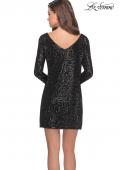 Picture of: Long Sleeve Sequined Shift Homecoming Dress in Black, Style: 28194, Detail Picture 2