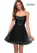 Picture of: Tulle and Sequin Short Party Dress with Corset Back in Black, Style: 29237, Detail Picture 2