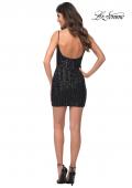 Picture of: Fitted Sequin Dress with Line Print and Square Neckline in Black, Detail Picture 2