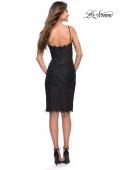 Picture of: Unique Lace Illusion Romper Dress with High Slit in Black, Style 30989, Detail Picture 2